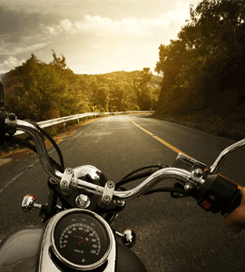 Motorcycle Point of View Approaching a Cruve