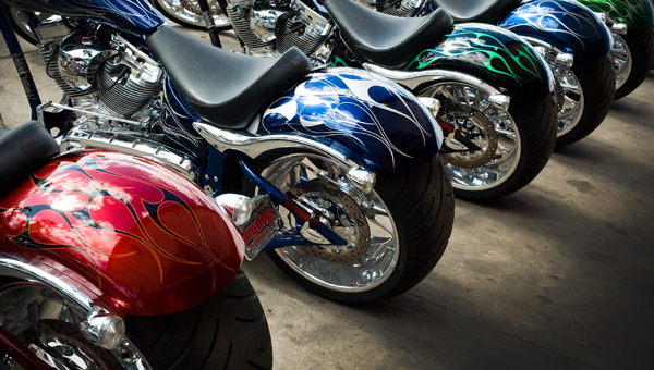 Custom Motorcycles Parked